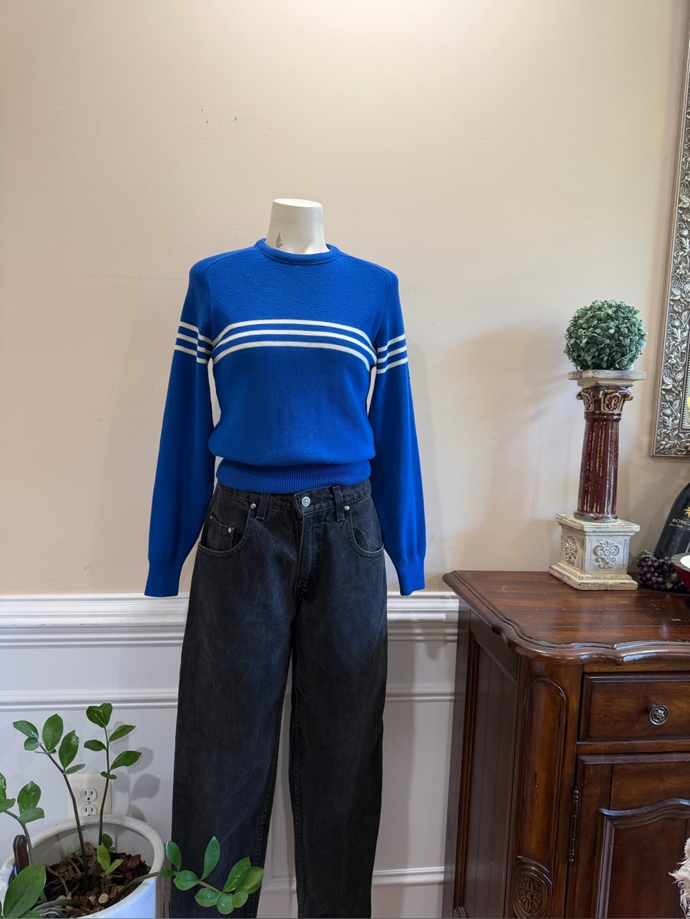Demetre Blue Striped Crewneck Sweater